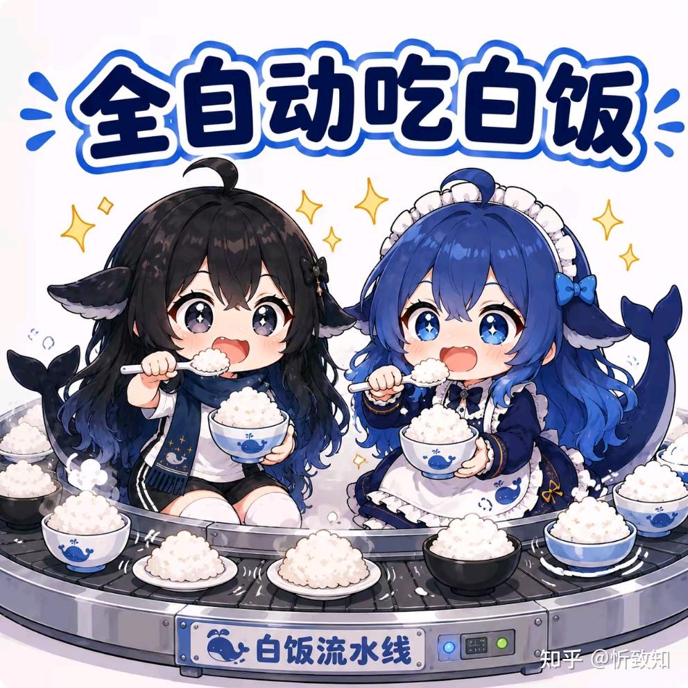 文案：全自动吃白饭 白饭流水线